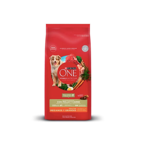 rmygcarne 595x595 - Purina One Adulto Rz Mediano y Grande Pollo y Carne